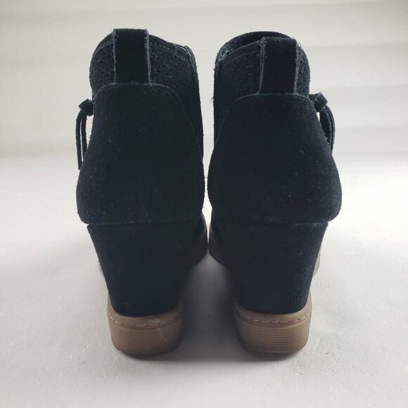Sofft Bellview Wedge Ankle Boot Womens 11 Black Suede Side Zip Perforated Bootie - Picture 8 of 11